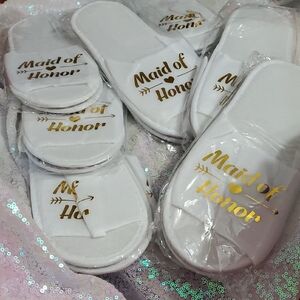 Maid of Honor Wedding Bridal Bachelorette Party Gift Disposable Slippers 7 Pairs